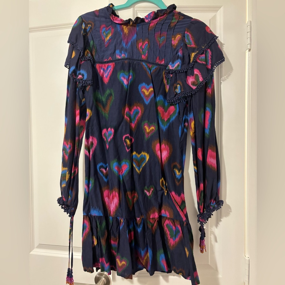 Farm Rio Ikat Dyed Hearts Mini Dress